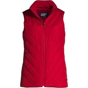 LANDS END Lightweight Down Puffer Insulated Vest Padded Pockets Red S 6 8 warm